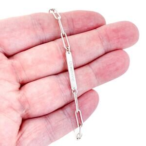 Vintage Sterling Silver 925 Paperclip Chain “Livestrong” Bracelet 6.5”-8”